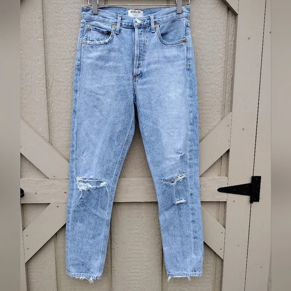 Agolde Jamie High Rise Classic Ankle Jean Distressed Button Fly Shakedown US 25 - Picture 1 of 13